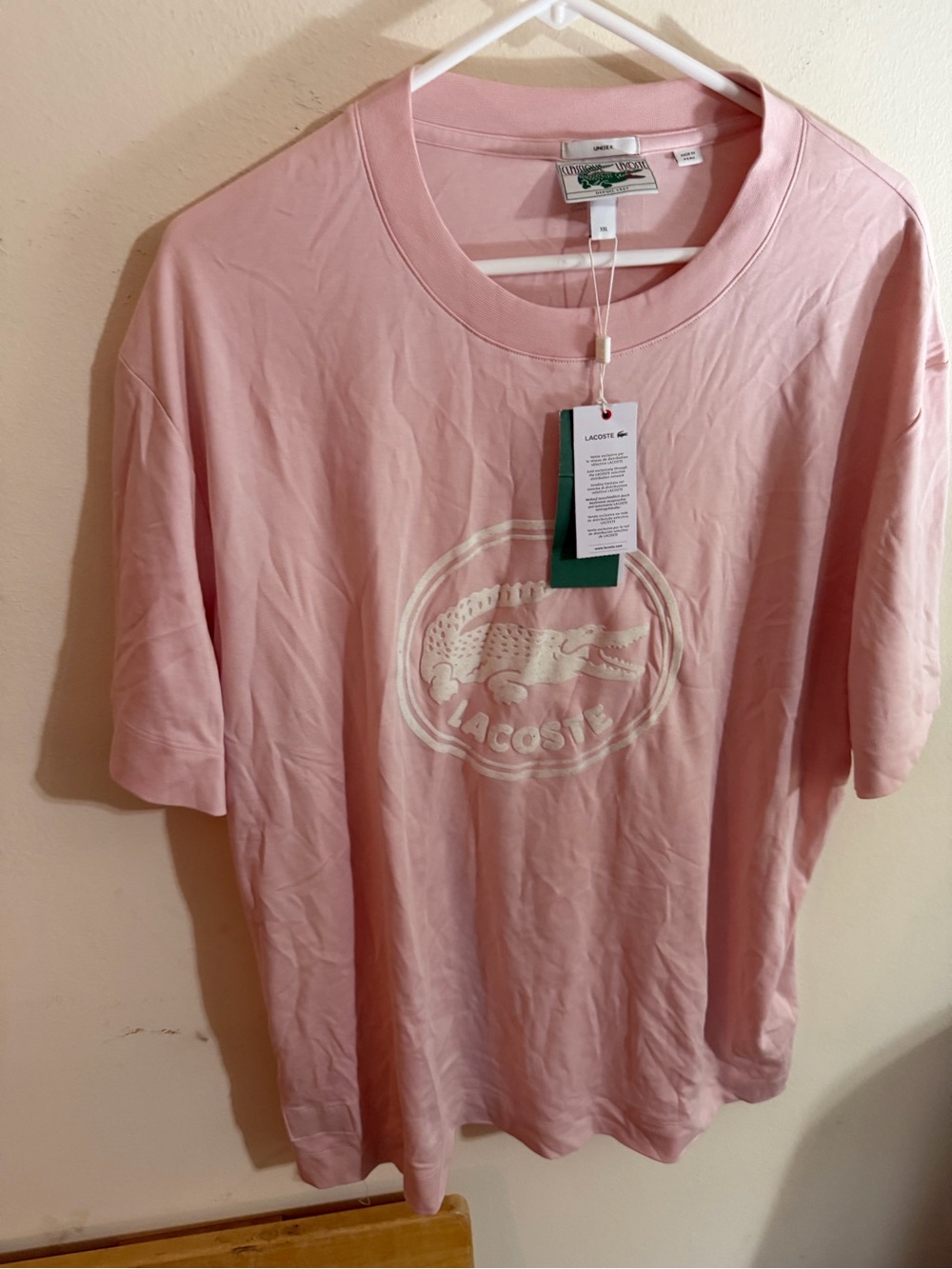 NWT Lacoste Size XXL Pink Logo Short Sleeve Tee